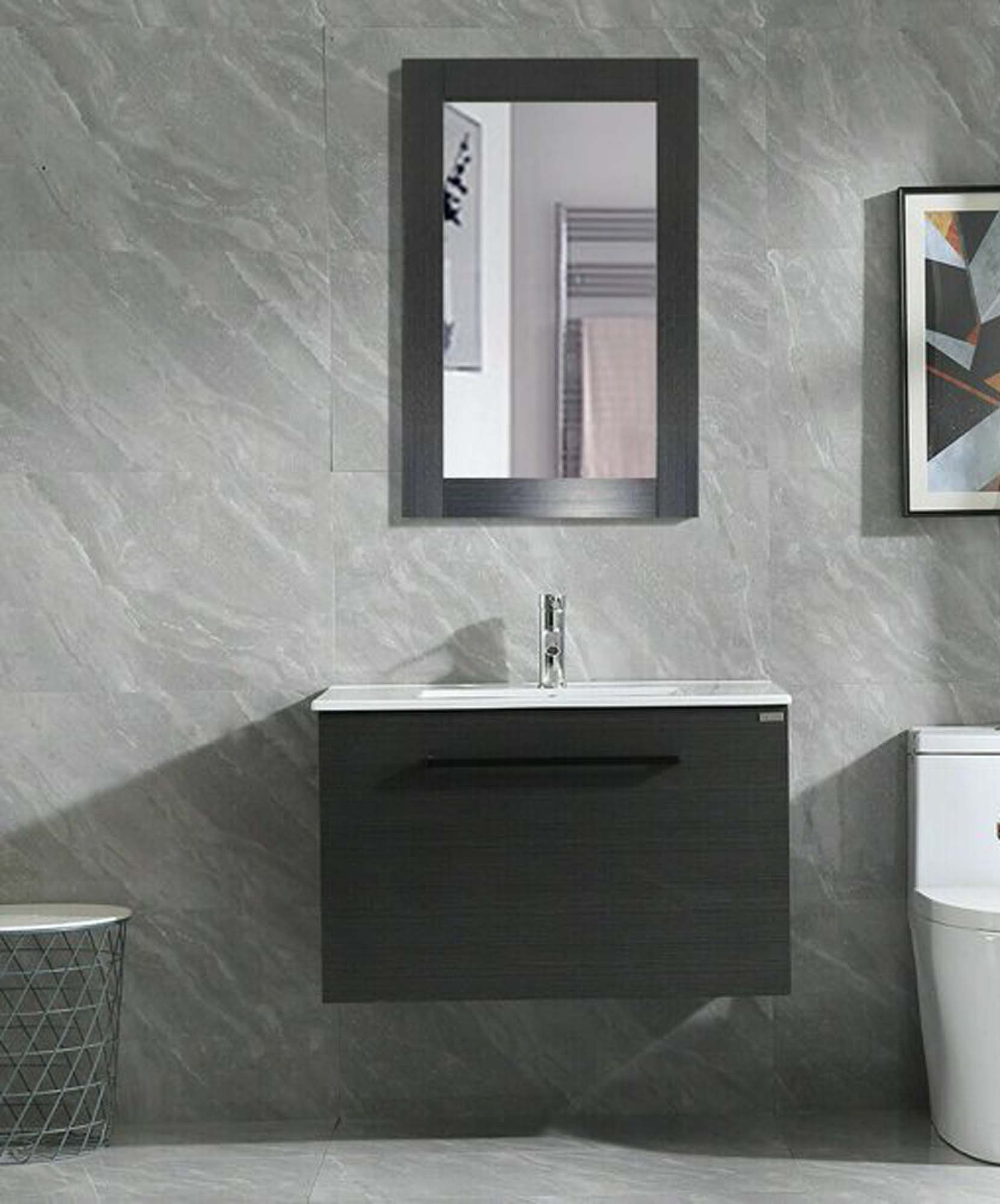 Marble Bathroom Cabinet Ceramic Basin Vanity Mirror Cabinet