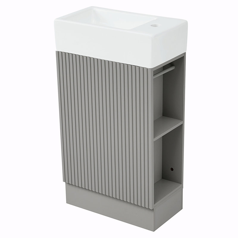Ensemble de meuble-lavabo simple 18,6 po avec plateau en céramique Shamiso, Gris