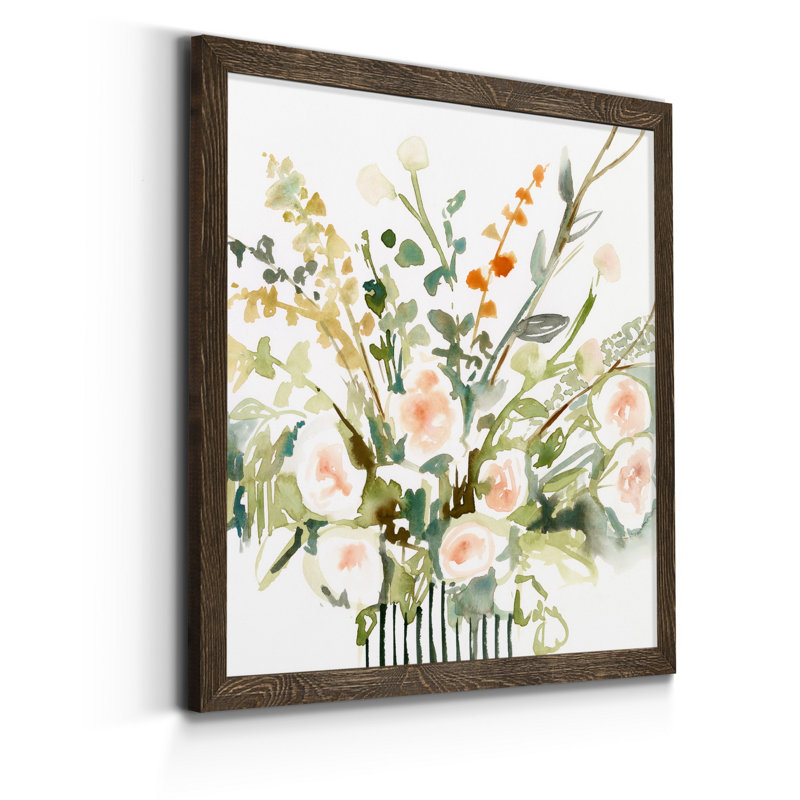 Imprimé fleurs en « I », Toile avec cadre en noyer, H 27,5 po x l 27,5 po x P 1,5 po
