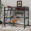 Lit mezzanine simple avec bureau et tablette de rangement, lit mezzanine en métal et panneau de fibres à densité moyenne avec échelle, garde-corps pleine longueur-679204361