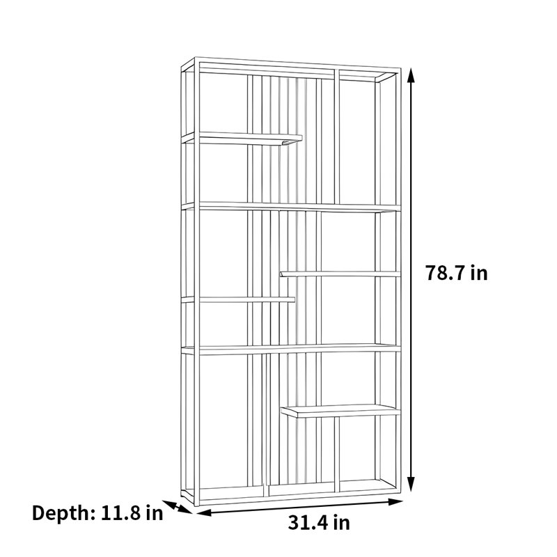 Deangelis, (7 Shelves) 78.7" H x 31.4" L x 11.8" W, Gold/White