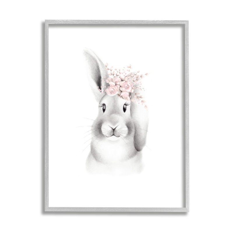 Gupton Fluffy Bunny Flowers Art, H 30 po x l 24 po x P 1,5 po, Estampe numérique Farmhouse