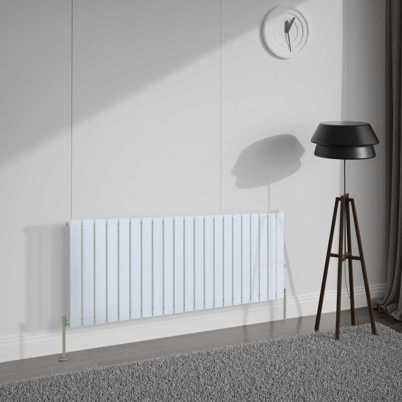Shonta Horizontal Single Flat Panel Radiator, 60cm H x 142.8cm W, Gloss White