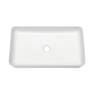 24"L White Ceramic Rectangular Vessel Bathroom Vanity Sink Round Angle