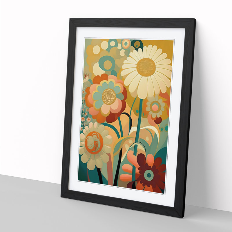 Bold Flowers 1 Piece Single Picture Frame Wall Art, 34cm H x 25cm W, Oak Framed
