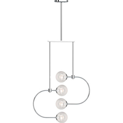  V2064-3 Lawrence 4-Light Indoor Chrome Chandelier with Clear Round/Sphere/Globe/Orb Glass Shades