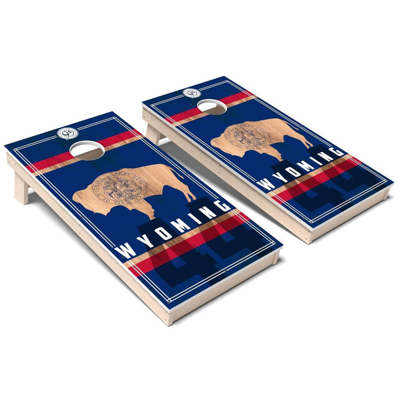Ensemble de jeu de cornhole composite toutes saisons Wyoming State Flag 2.0, Ajouter des lumières DEL
