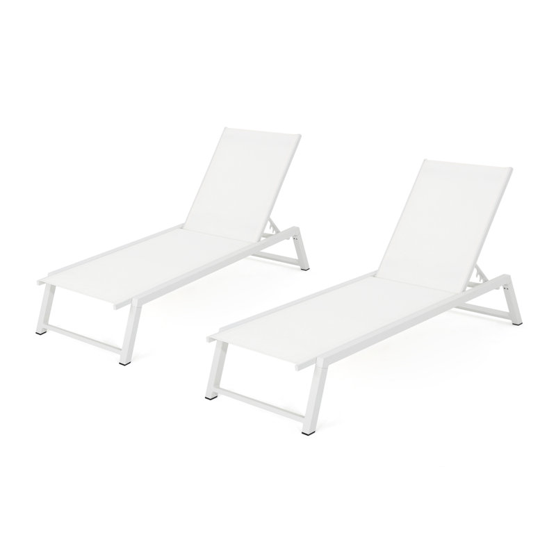 Petrie Outdoor Chaise Lounge Set, White