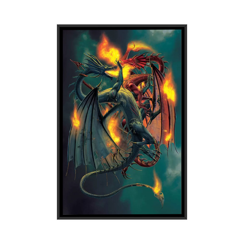 Clash of the Titans by Vincent Hie - Graphic Art Print on Canvas, 152.5 cm H x 101.5 cm W, Black Framed