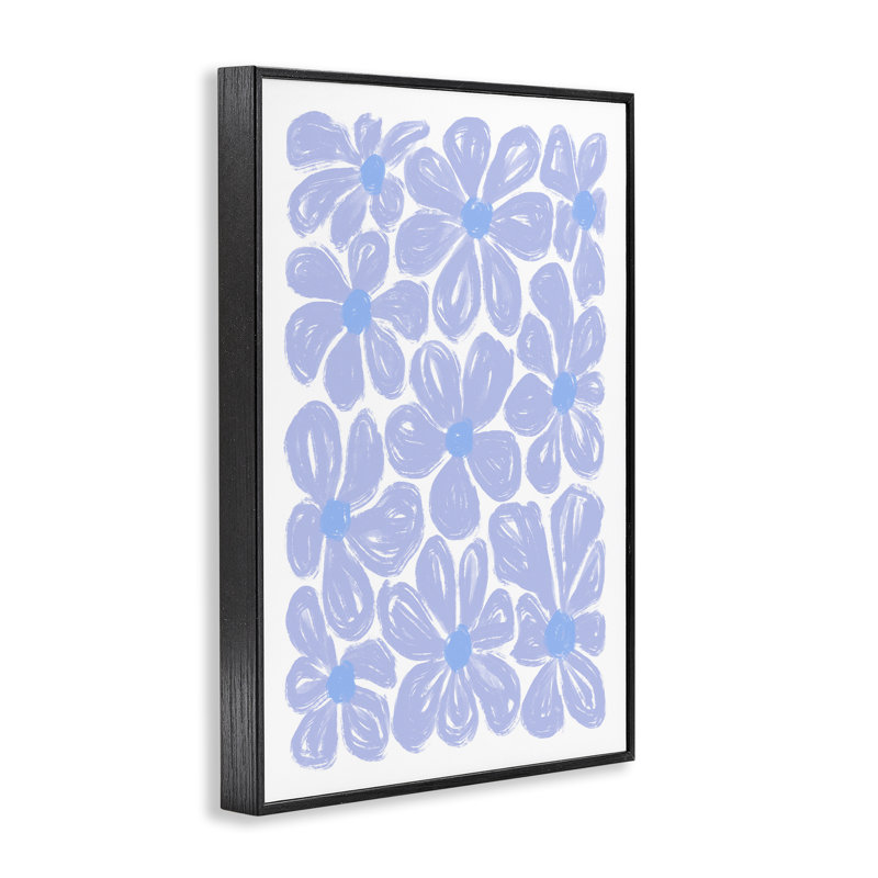 Giclée encadrée à motif de fleurs bleues, design par Martina Pavlova, H 18 po x l 12 po, Giclée encadrée noir minuit