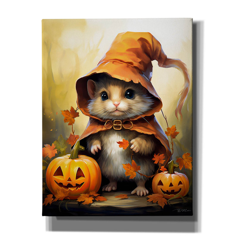 Art mural sur toile Epic Graffiti «Mouse Witch Halloween» par Momart, H 16 po x l 12 po x P 0,75 po