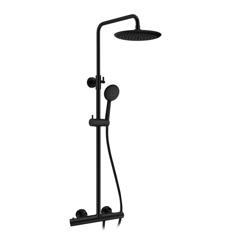 Heavy Rainfall Stainless Steel Shower Bar with Hand Sprayer, Matte Black