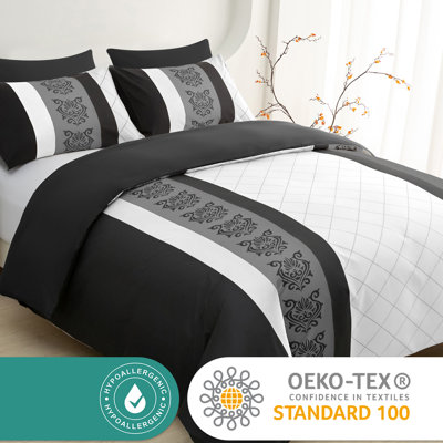 Premium Cover Set Brushed Microfiber Reversible With Zipper Closure & Corner Ties