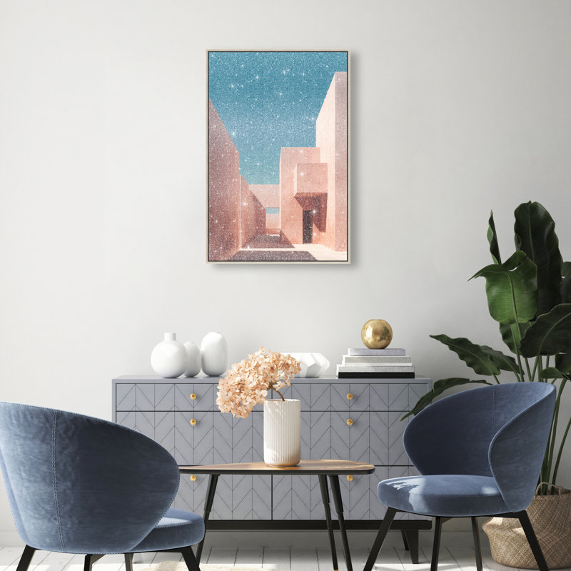 Structured Pink II Print by Oliver Gal, 46"H x 31"W, Silver Floater Frame