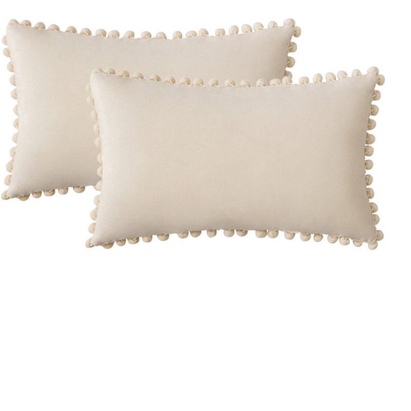 Housse de coussin en velours, Carré 20 po, Crème, Housse de coussin seulement - sans coussin