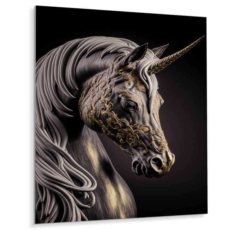 Décoration murale en métal Glamourous Unicorn I - Animaux, H 40 po x l 30 po x P 1 po