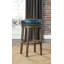 Ensemble de 2 tabourets de bar rotatifs ronds, similicuir vert, siège pivotant à 360 degrés, garniture cloutée et cadre en bois brun