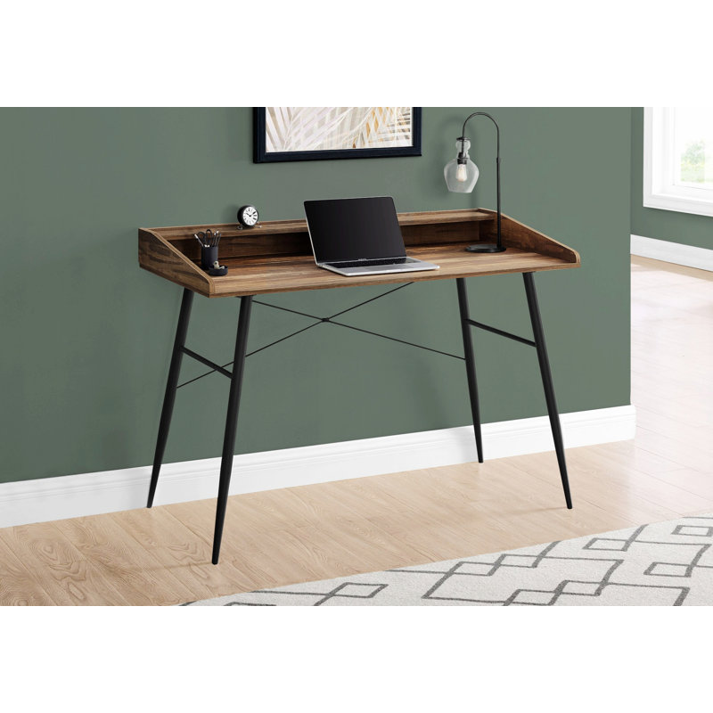 Bureau d'écriture, bureau à domicile avec tablettes de rangement, Brun