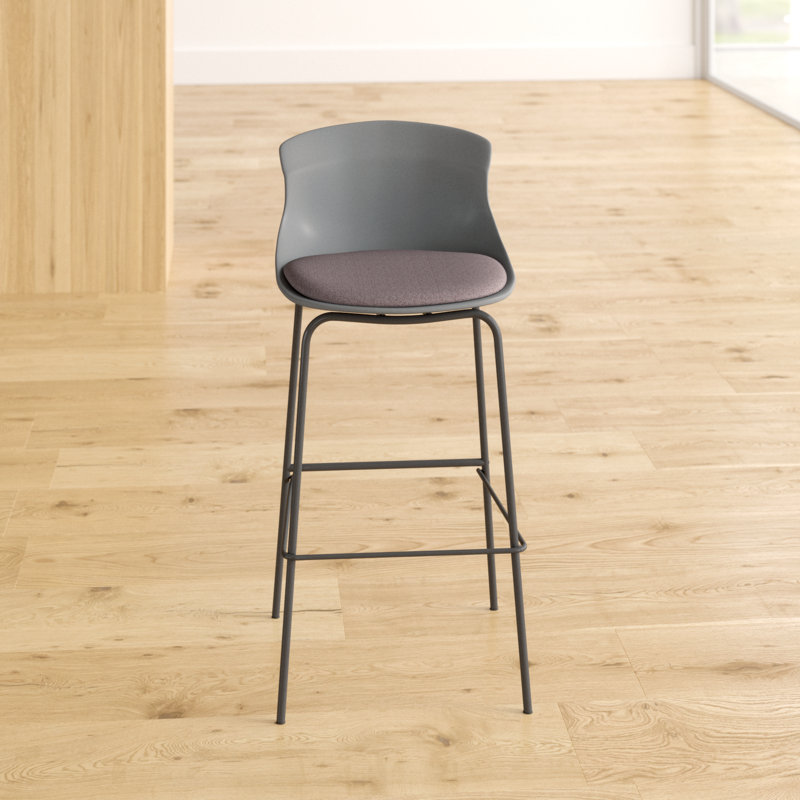 Barbee Upholstered Counter Stool with Metal Frame, Black/Grey