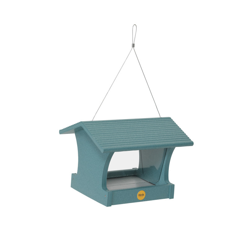 Lake Blue Hanging Plastic Hopper Bird Feeder