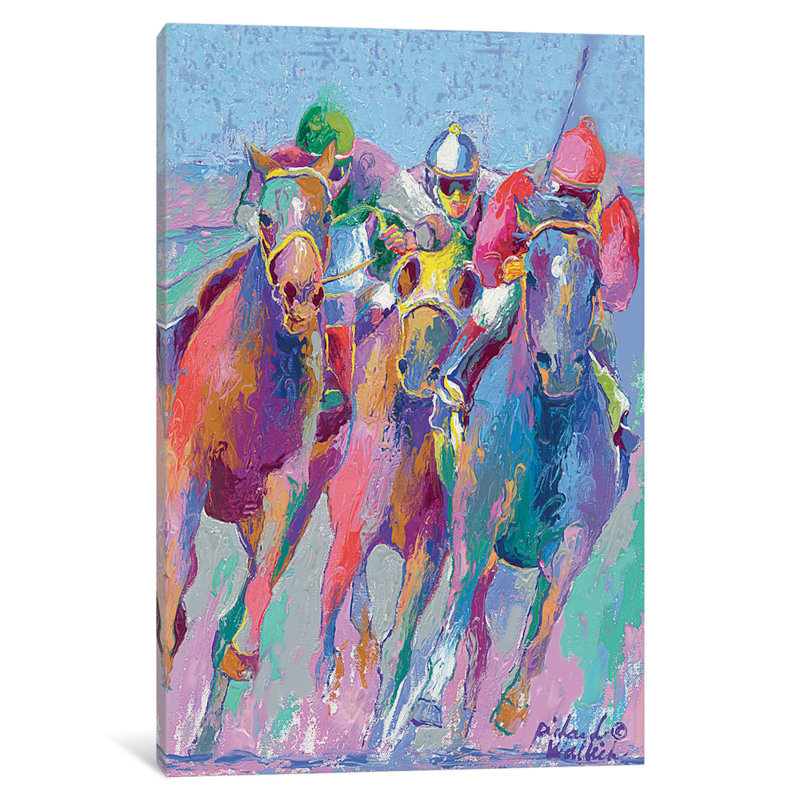 "cheval course ii" , reproduction d’art sur toile tendue, H 12 po x l 8 po x P 0,75 po