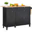 Kitchen Island Cart Storage Cabinet Serving With Drawer & Trash Cabinet (Not Include Stools)