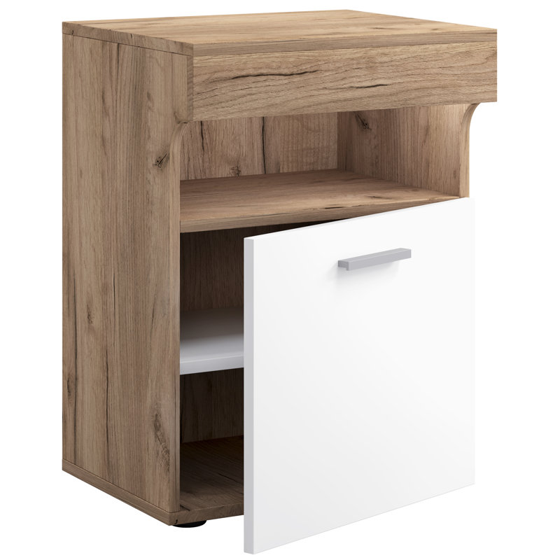 Enni 45cm W Manufactured Wood Bedside Table, Honey Oak