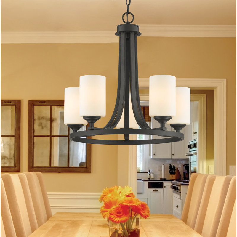 Beegle 5 - Light Steel Dimmable Wagon Wheel Chandelier, Bronze