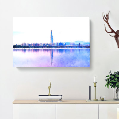 Seoul Skyline In South Korea Painting - Wrapped Canvas