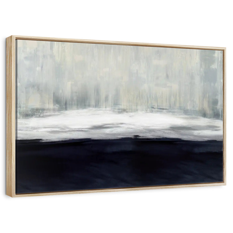 Blanc sur bleu, Cadre flottant en bois naturel, 13 po x 9 po