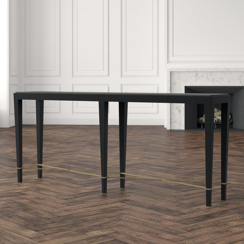 Verona 76'' W Solid Wood Console Table, Black Lacquered Linen