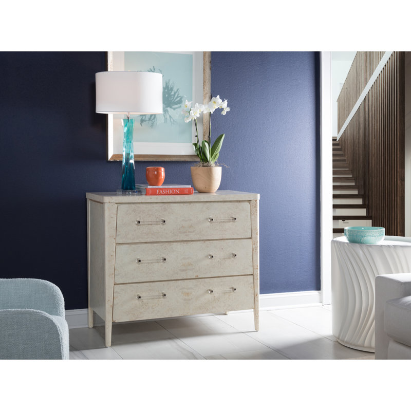 Gray Mappa Burl Transitional 42" 3-Drawer Dresser