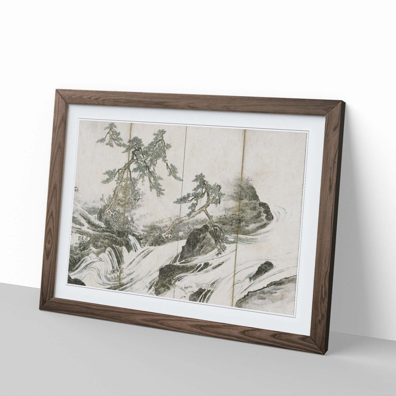 The Hozu River by Takeuchi Seiho - Picture Frame Painting Print, Walnut Framed, 36cm H x 48cm W x 2cm D