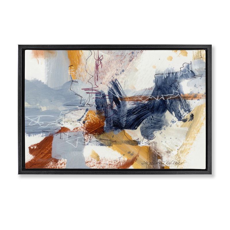 «Coastal Pleasures», art mural encadré flottant abstrait, conception par Suzanne McCourt, H 21 po x l 31 po