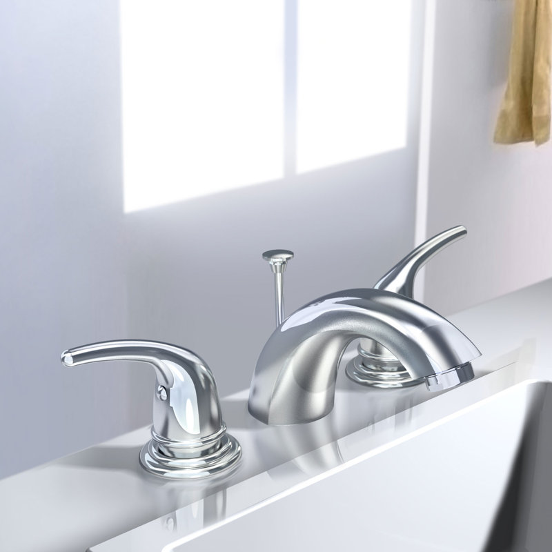 2-handle Bathroom Faucet with Drain Assembly, Chrome