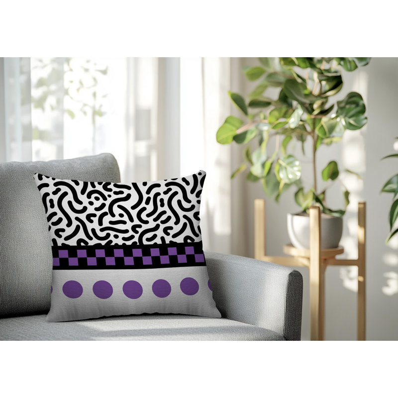 Oreiller carré réversible intérieur / extérieur Kixie, Carré 16 po, Mauve