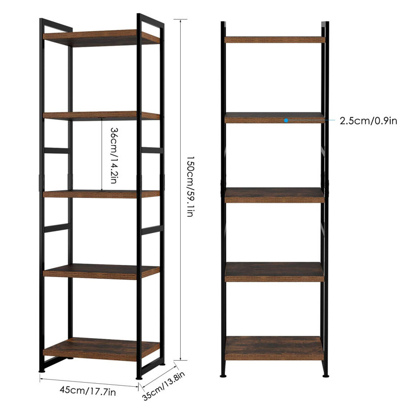 Cacho 150cm H x 45cm W Steel Etagere Bookcase, Vintage