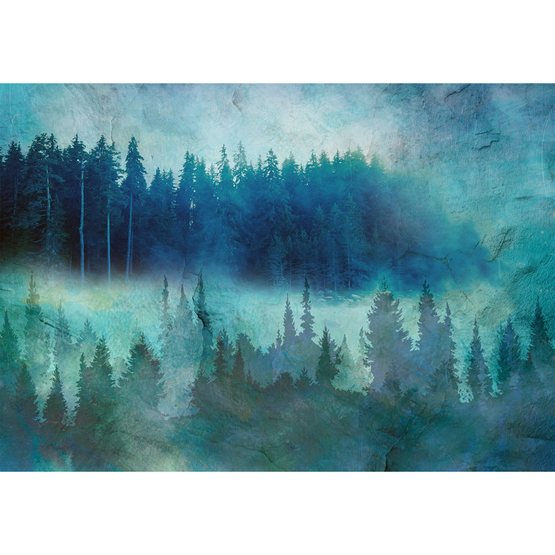 Murale paysage pelez et collez - Impression de forêt moderne, L 154 po x L 110 po