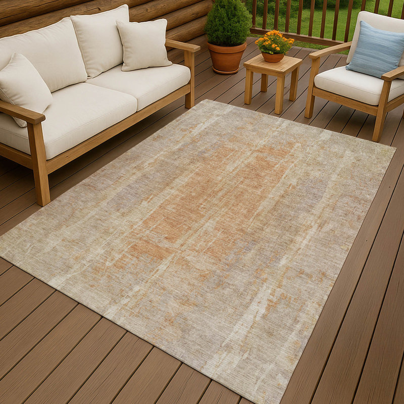 Machine Washable Indoor/Outdoor Masuda ACN2309 Abstract Rug, Rectangle 10' x 14'