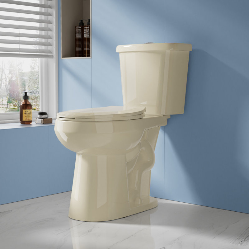 Toilette ronde 17,5 po de hauteur ADA deux pièces 1,1 / 1,6 GPF à chasse double, chasse d'eau 1000g, Os