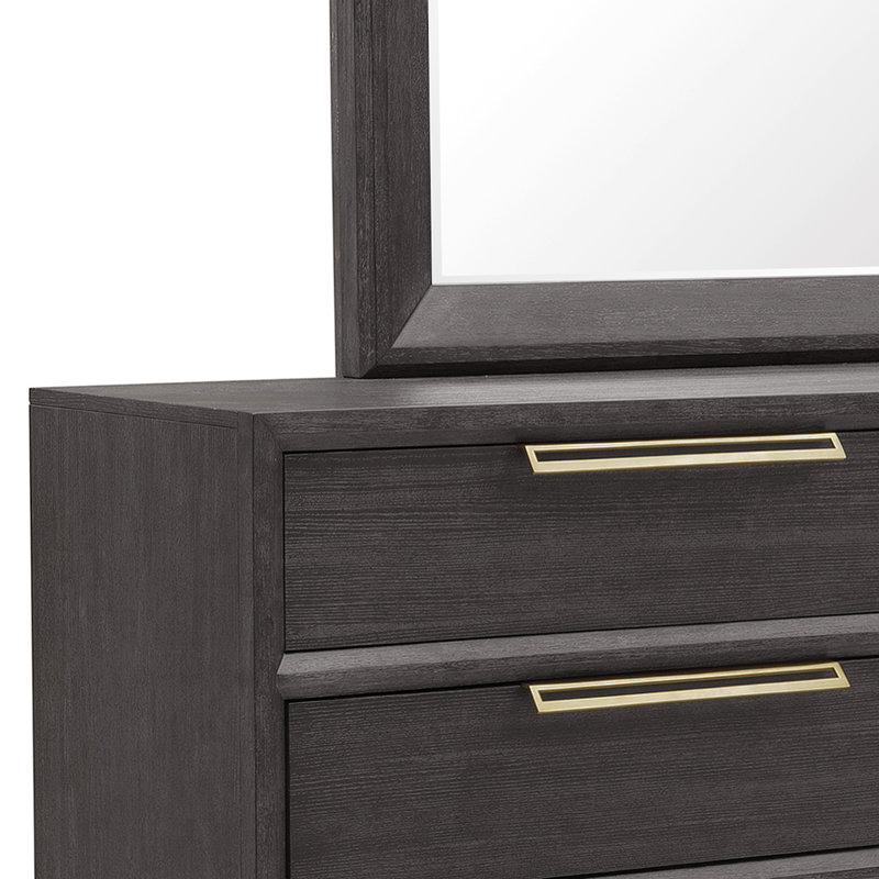 Quincy Transitional Brown Rectangular Wood Dresser Mirror