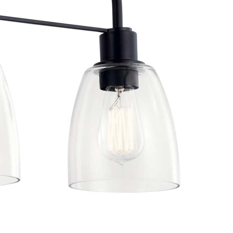 Éclairage pour salle de bain 3 lumières avec abat-jour en verre transparent Meller, Noir