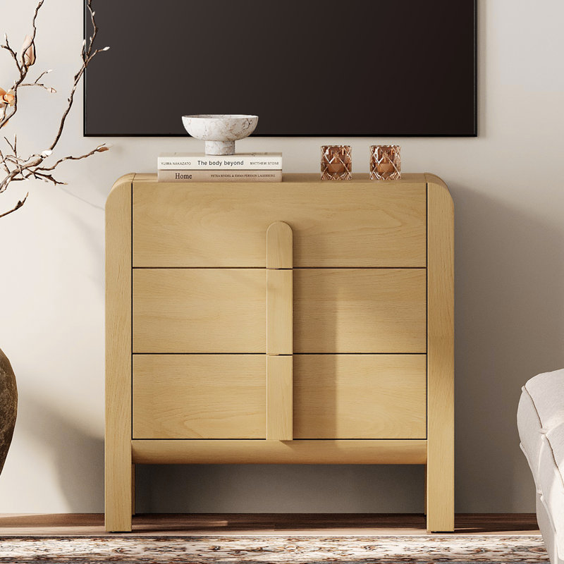 Mid Century Modern Dresser TV Stand, Entertainment Center, 31.5 Inches Curved Wooden TV Console With Storage For Living Room,Bedroom