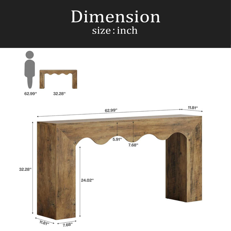 Table de canapé stable, console rustique, table d'appoint, Brun