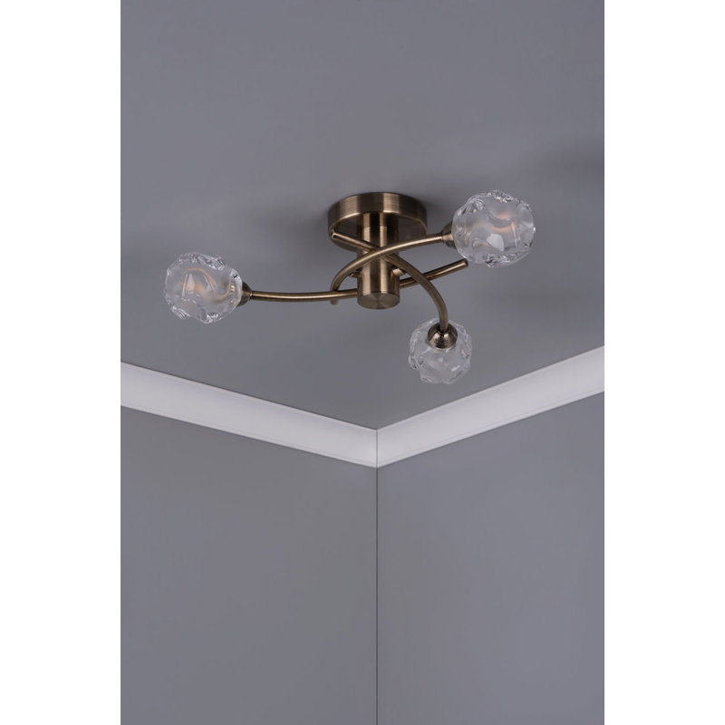 Mcdermott Semi Flush Mount, Antique Brass
