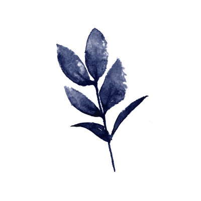 Navy Leaf Stem - Wrapped Canvas Painting