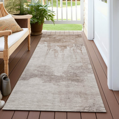 Tapis taupe Xhevrie intérieur / extérieur lavable à la machine