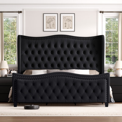 Metter Upholstered Wingback Bed
