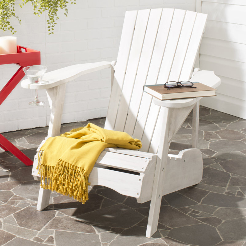 Chaise Adirondack en bois Melida, Blanc