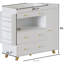 Commode à langer avec 3 tiroirs blancs, produit facile à assembler, meuble-lavabo à 12 tiroirs de 54 po, tablettes de rangement ouvertes pour l'organisation de la chambre à coucher avec plateau large et robuste, luminosité réglable
